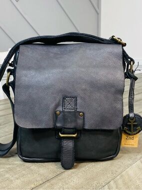 Harbour 2nd "Urd" Leather Crossbody Bag - Dark Ash Vintage Distressed New